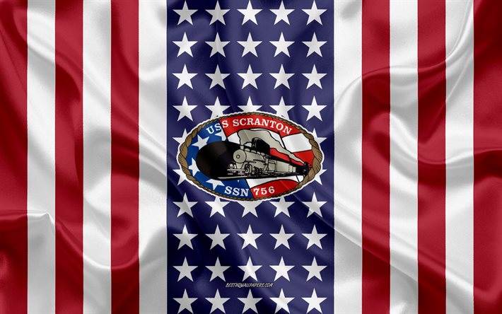 USS Scranton Emblema, SSN-756, Bandiera Americana, US Navy, USA, USS Scranton Distintivo, NOI da guerra, Emblema della USS Scranton