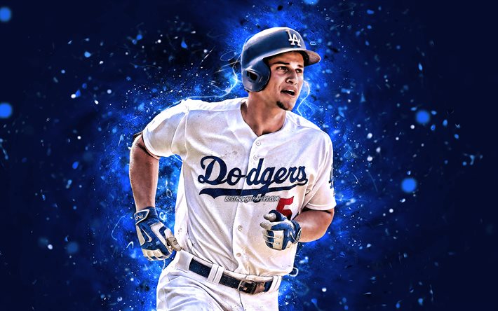 Corey Seager, 4k, MLB, Los Dodgers de Los Angeles, el campocorto, b&#233;isbol, Corey Drew Seager, de la Liga Mayor de B&#233;isbol, luces de ne&#243;n, Corey Seager de los Dodgers, Corey Seager 4K, LA Dodgers