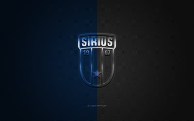 IK Sirius, Swedish football club, Allsvenskan, blue black logo, blue black carbon fiber background, football, Uppsala, Sweden, IK Sirius logo