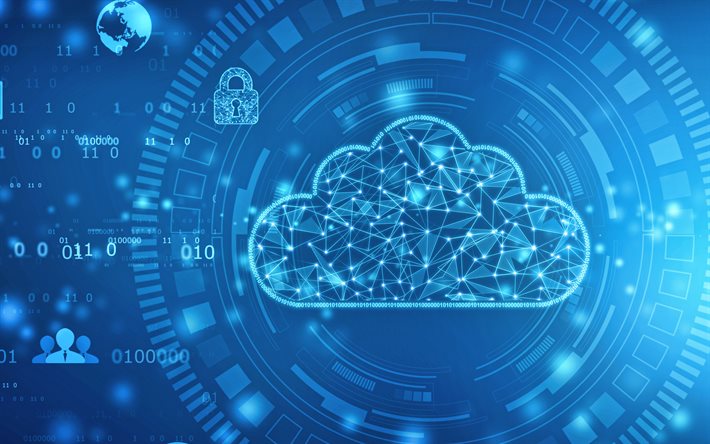 le tecnologie cloud, nuvola di blu sfondo di tecnologia, la tecnologia digitale, sfondo, tecnologia di rete, la linea blu cloud, la protezione dei dati concetti