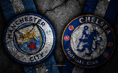 Manchester City vs Chelsea, black stone, UEFA Champions League, Final, season 2020-2021, creative, Manchester City FC, Chelsea FC, Champions League 2021