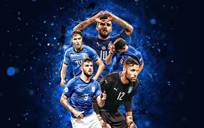 باتريك كوترون, سلفاتوري سيريغو, فيديريكو كييسا, لورينزو إنسيني, أندريا بيلوتي, 4 ك, منتخب ايطاليا لكرة القدم, كرة القدم, لاعبو كرة القدم, أضواء النيون الزرقاء, فريق كرة القدم الإيطالي
