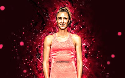 Petra Martic, 4k, jogadores de t&#234;nis croatas, WTA, luzes de n&#233;on rosa, t&#234;nis, fan art, Petra Martic 4K