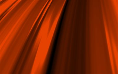 oranssit 3D-aallot, 4K, aaltoilevat kuviot, oranssit abstraktit aallot, oranssit aaltomaiset taustat, 3D-aallot, aaltojen tausta, oranssit taustat, aaltokuviot