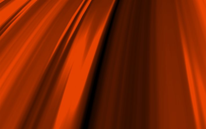 onde 3D arancioni, 4K, motivi ondulati, onde astratte arancioni, sfondi ondulati arancioni, onde 3D, sfondo con onde, sfondi arancioni, trame di onde
