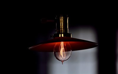 Lamp, darkness, glowing lamp, Edison lamp, light concepts