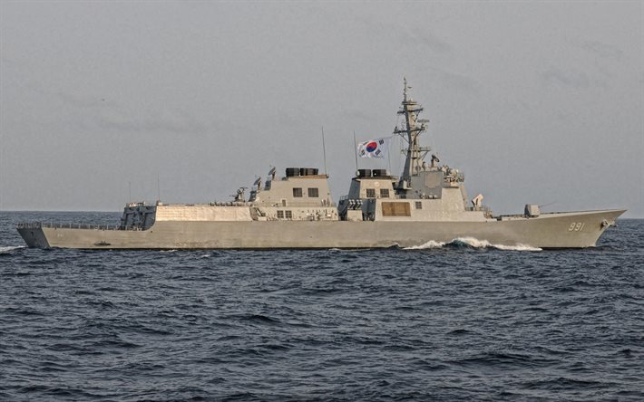 ROKS Sejong the Great, DDG-991, Republic of Korea Navy, warships, South Korean flag