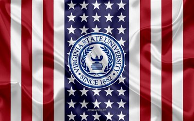 Virginia State University Emblem, American Flag, Virginia State University logo, Petersburg, Virginia, USA, Virginia State University