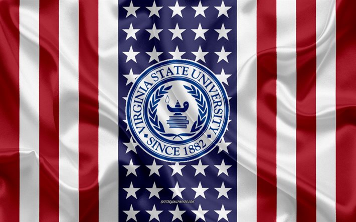 Emblema della Virginia State University, bandiera americana, logo della Virginia State University, Pietroburgo, Virginia, USA, Virginia State University