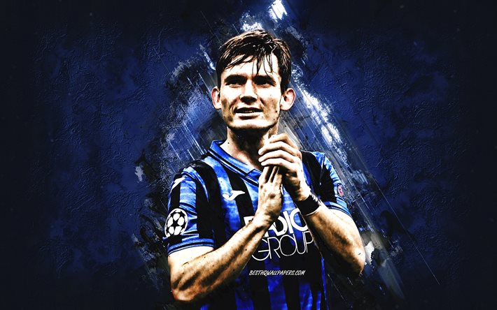 Marten de Roon, Atalanta, calciatore olandese, sfondo di pietra blu, Serie A, Italia, calcio
