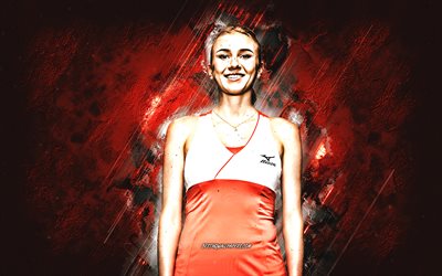 Lyudmyla Kichenok, WTA, Ukrainian tennis player, orange stone background, Lyudmyla Kichenok art, tennis