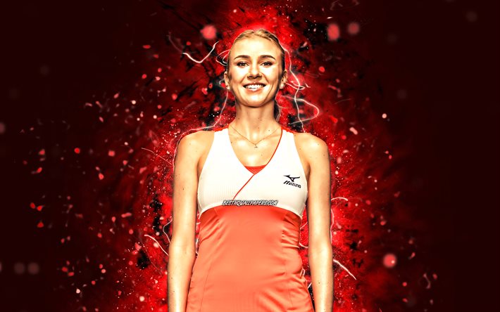 Lyudmyla Kichenok, 4k, ukrainan tennispelaajat, WTA, oranssit neonvalot, tennis, fanitaide, Lyudmyla Kichenok 4K