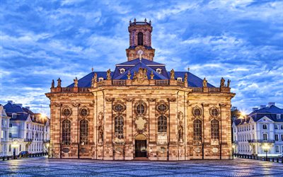 Ludwigskirche, 4k, Saarbrucken, old streets, cityscapes, Ludwigs Church, german cities, Europe, Germany, Cities of Germany, Saarbrucken Germany