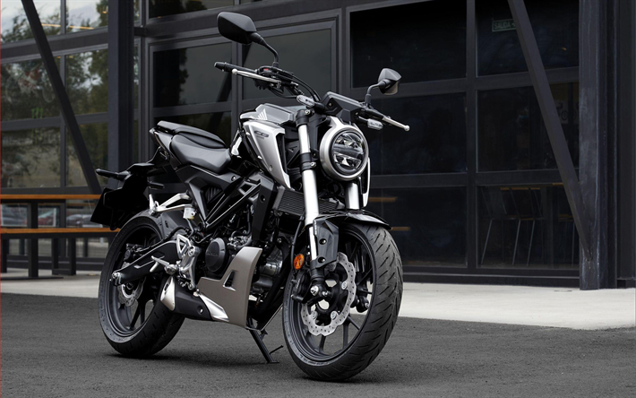 Honda CB125R, 2018, 4k, sports motorcycles, exterior, new, Japanese motorcycles