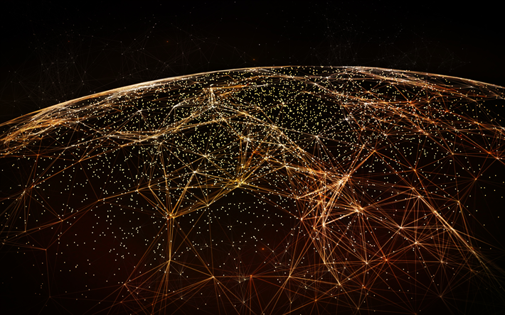 Network, 4k, darkness, globe, network concept, internet, space, Earth