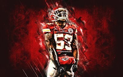 Anthony Hitchens, Kansas City Chiefs, NFL, portrait, american football, red stone background, National Football League