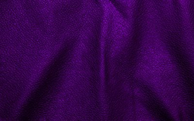 紫革の背景, 4k, 波皮革, 革の背景, 皮革, 紫皮革