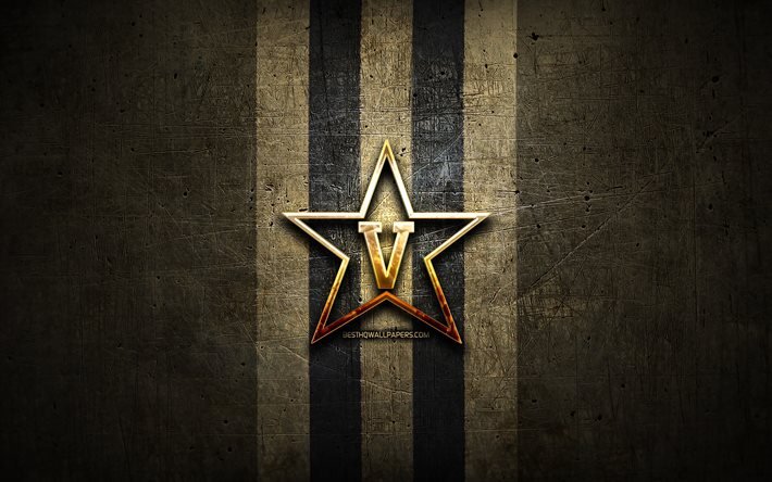 Vanderbilt Commodores, kultainen logo, NCAA, ruskea metalli tausta, american football club, Vanderbilt Commodores-logo, amerikkalainen jalkapallo, USA