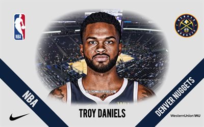 Troy Daniels, Denver Nuggets, American Basketball Player, NBA, portrait, USA, basketball, Pepsi Center, Denver Nuggets logo