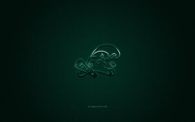 tulane green wave-logo, american football club, ncaa, green-logo, gr&#252;n-carbon-faser-hintergrund, american football, new orleans, louisiana, usa tulane green wave
