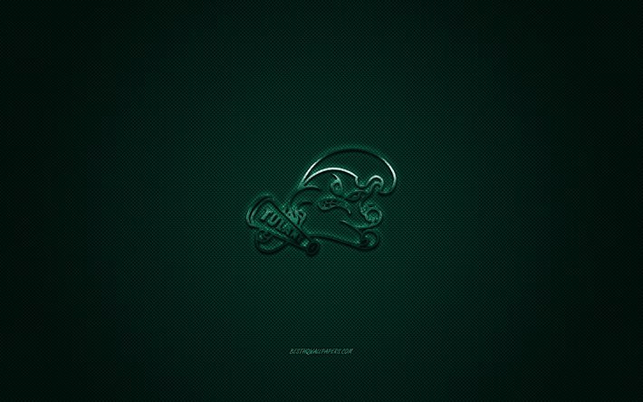 Tulane Green Wave logotipo, American club de f&#250;tbol de la NCAA, logotipo verde, verde de fibra de carbono de fondo, f&#250;tbol Americano, Nueva Orleans, Luisiana, estados UNIDOS, Tulane Green Wave
