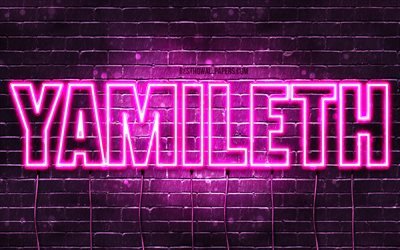 Yamileth, 4k, wallpapers with names, female names, Yamileth name, purple neon lights, Happy Birthday Yamileth, picture with Yamileth name