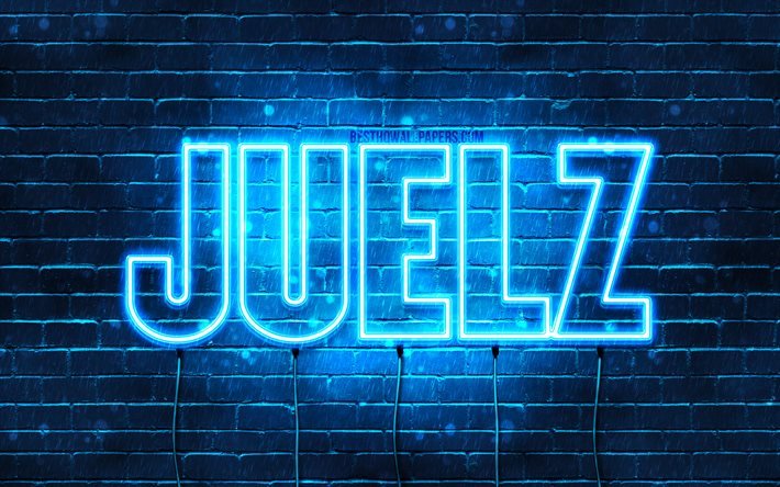 Juelz, 4k, wallpapers with names, horizontal text, Juelz name, Happy Birthday Juelz, blue neon lights, picture with Juelz name