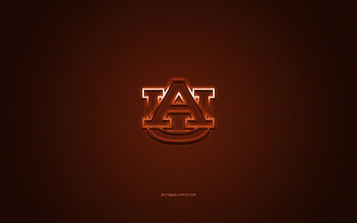 Auburn Tigers logo, American football club, NCAA, orange logo, orange carbon fiber background, American football, Auburn, Alabama, USA, Auburn Tigers
