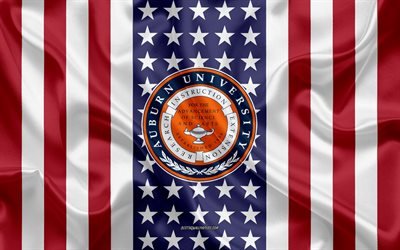 Auburn University Emblem, American Flag, Auburn University logo, Auburn, Alabama, USA, Emblem of Auburn University