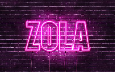 Zola, 4k, wallpapers with names, female names, Zola name, purple neon lights, Happy Birthday Zola, picture with Zola name