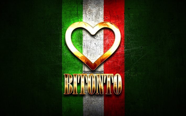 Mi piace Bitonto, citt&#224; italiane, golden iscrizione, Italia, cuore d&#39;oro, bandiera italiana, Bitonto, citt&#224; preferite, Amore Bitonto