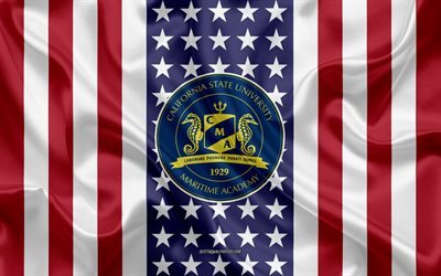 California State of California Devlet &#220;niversitesi Denizcilik Akademisi Amblemi, Amerikan Bayrağı, Kaliforniya Devlet &#220;niversitesi Denizcilik Akademisi logo, Vallejo, California, ABD, Amblem &#220;niversitesi Denizcilik Akademisi
