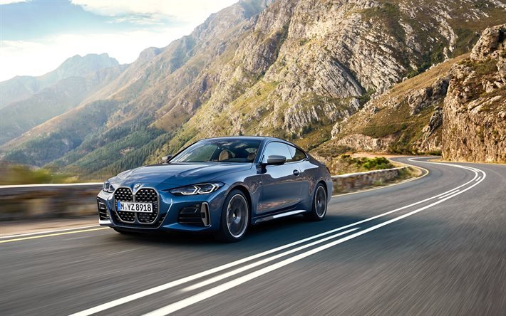 BMW 4, 2021, esteriore, anteriore, vista, blu, coup&#232;, nuovo blu BMW 4, le auto tedesche, BMW 4 Serie, BMW