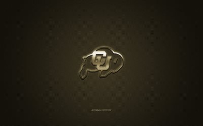 Colorado Colorado Buffalo logosu, Amerikan Futbol Kul&#252;b&#252;, NCAA, altın logo, altın karbon fiber arka plan, Amerikan Futbolu, Boulder, Colorado, USA, Colorado Manda, &#220;niversite