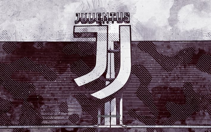 A Juventus grunge logotipo, Italiano de futebol do clube, Turim, It&#225;lia, A Juventus logotipo, Allianz Stadium, Est&#225;dio Da Juventus, grunge arte, A Juventus FC, arte criativa, A Juve grunge logotipo