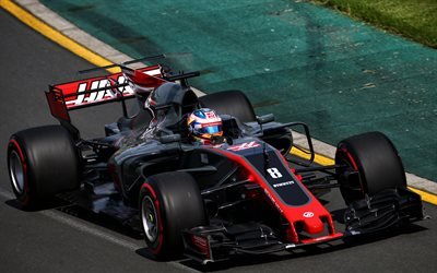 Romain Grosjean, 4k, Haas F1 Team, VF17, 2017 cars, Formula 1, F1