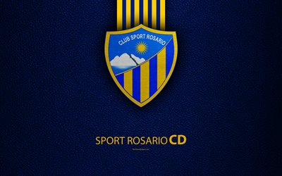 CD Spor Rosario de Huaraz, 4k, logo, deri dokusu, Peru Futbol Kul&#252;b&#252; amblemi, Sarı Mavi &#231;izgiler, Sport Rosario FC, Peru, Lig, Huaraz, futbol