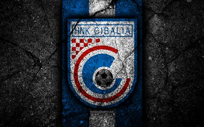 4k, cibalia fc, logo, hnl, black stone, fu&#223;ball, kroatien, cibalia, fu&#223;ball -, asphalt-textur, football club, fc cibalia