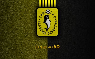 Academia Deportiva Cantolao, 4k, logo, leather texture, Peruvian football club, emblem, yellow black lines, Peruvian Primera Division, Callao, Peru, football, Cantolao FC