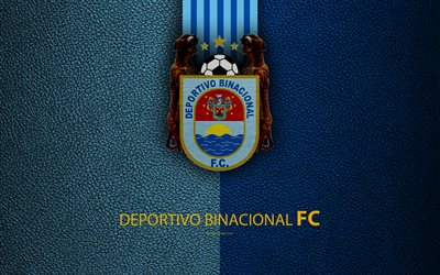Binacional FC, Escuela Municipal Deportivo Binacional, 4k, logo, leather texture, Peruvian football club, emblem, blue lines, Peruvian Primera Division, Desuguadero, Peru, football