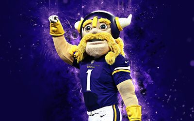 Viktor, 4k, mascot, Minnesota Vikings, abstract art, NFL, creative, USA, Minnesota Vikings mascot, National Football League, NFL mascots, official mascot