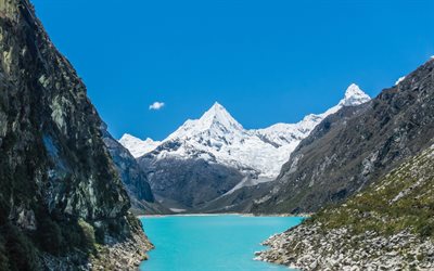 Peruvian Andes, Lake Paron, 4k, summer, mountains, Peru, South America