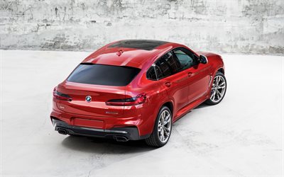 BMW X4, M40d, 2019, G02, rear view, sports coupe, new red X4, German cars, BMW