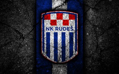4k, Rudes FC, ロゴ, HNL, 黒石, サッカー, クロアチア, 厳しい, アスファルトの質感, サッカークラブ, FC Rudes