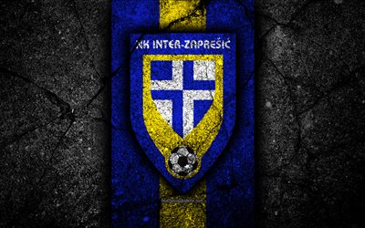 4k, Zapresic FC, logo, HNL, pietra nera, calcio, Croazia, Zapresic, asfalto, trama, club di calcio, FC Zapresic