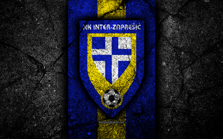4k, Zapresic FC, logo, HNL, pierre noire, de soccer, de Croatie, de Zapresic, le football, l&#39;asphalte, la texture, club de football, FC Zapresic