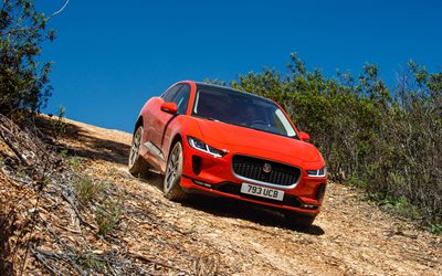 Jaguar - -Pace First Edition, 4k, offroad, 2018 autoja, oranssi I-Vauhti, Jaguar