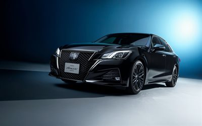 Toyota Crown, Athlete Series, 2018, Hybrid, 4k, front view, business class, new black Crown, Japanese cars, Toyota