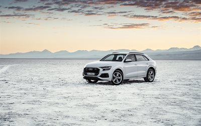 4k, Audi S8, offroad, 2019 araba, &#231;&#246;l, Soru 8 beyaz, Alman otomobil, SUV, Audi