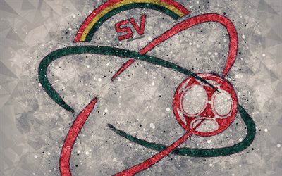 SV Zulte Waregem, 4k, arte geometrica, logo, Belga football club, il grigio di sfondo astratto, Jupiler Pro League, Waregem, Belgio, calcio, Belga di Prima Divisione A, di arte creativa